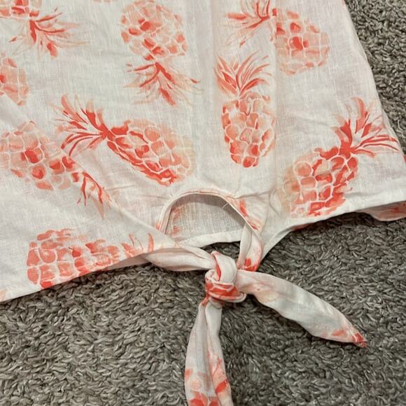 Emily Daniels Button Front pineapple side Tie blouse Top Size XL Linen Blend NEW - Picture 12 of 16